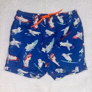 Baby Boden Blue Seagull Print Swim Shorts, size 6-12 months